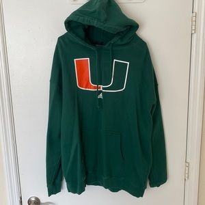 XXL Adidas University of Miami “The U” Logo Green & Orange Hoodie